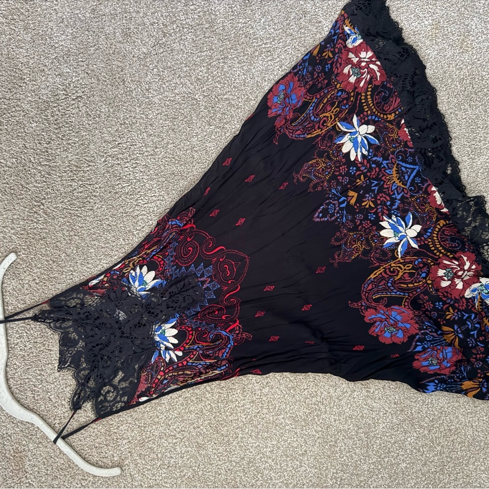 Free People Black Floral Chemise